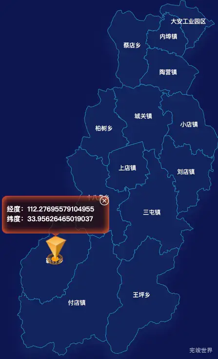 echarts洛阳市汝阳县地图根据经纬度显示自定义html弹窗
